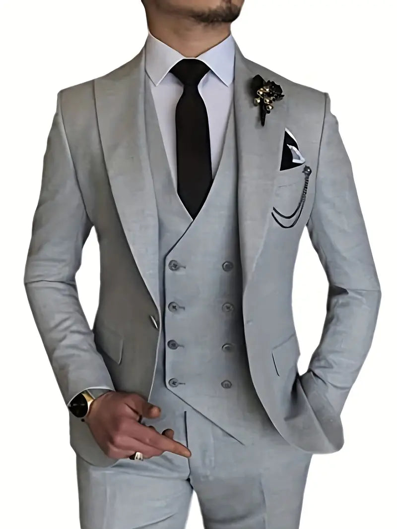 Herren Anzug Dreiteilig Mit Blazer Weste Und Hose