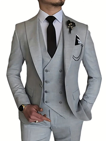 Herren Anzug Dreiteilig Mit Blazer Weste Und Hose