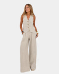 Damenanzug Weste und Hosen mit weitem Bein Set