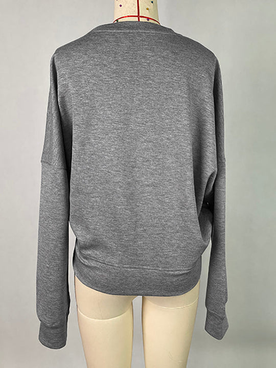 Damen Sweatshirt Mit Gürtel Und Rundhalsausschnitt