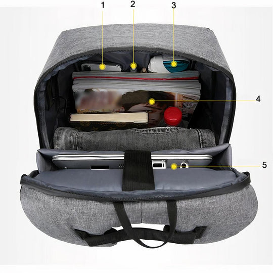 Wasserabweisender USB-Lade-Rucksack für Herren