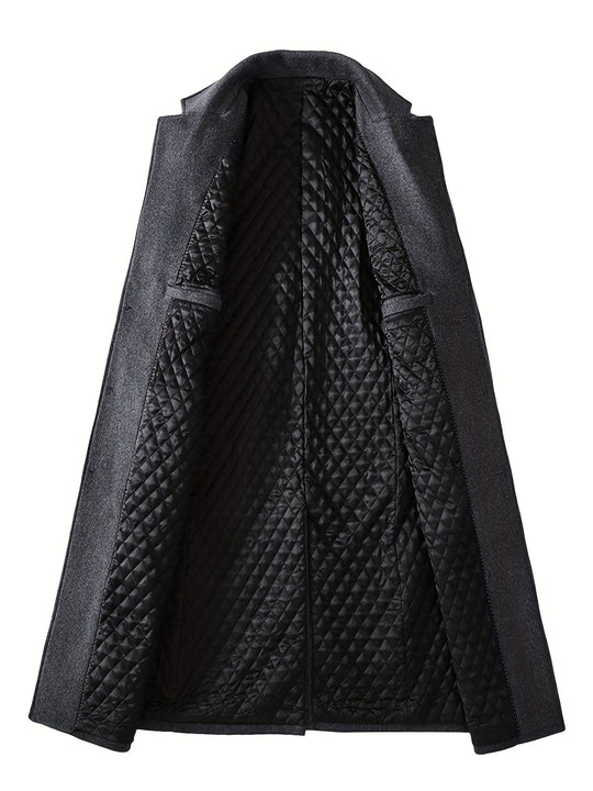 Langer Mantel mit Reverskragen und Knopfleiste für Herren