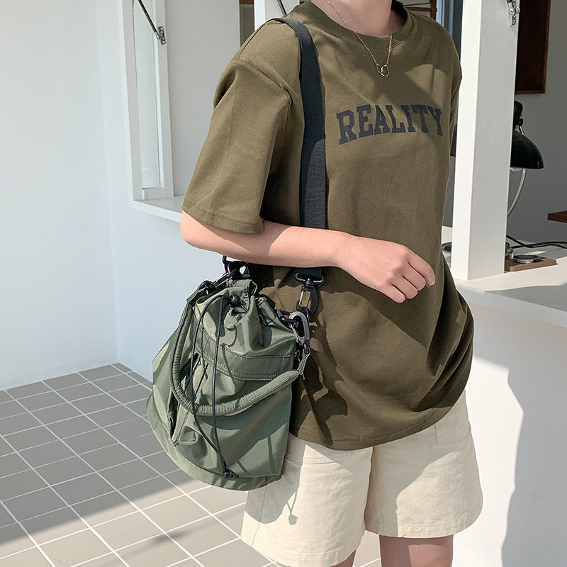 Nylon Kordelzug-Beuteltasche mit abnehmbarem Griff und Schultergurt