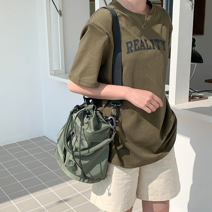 Nylon Kordelzug-Beuteltasche mit abnehmbarem Griff und Schultergurt