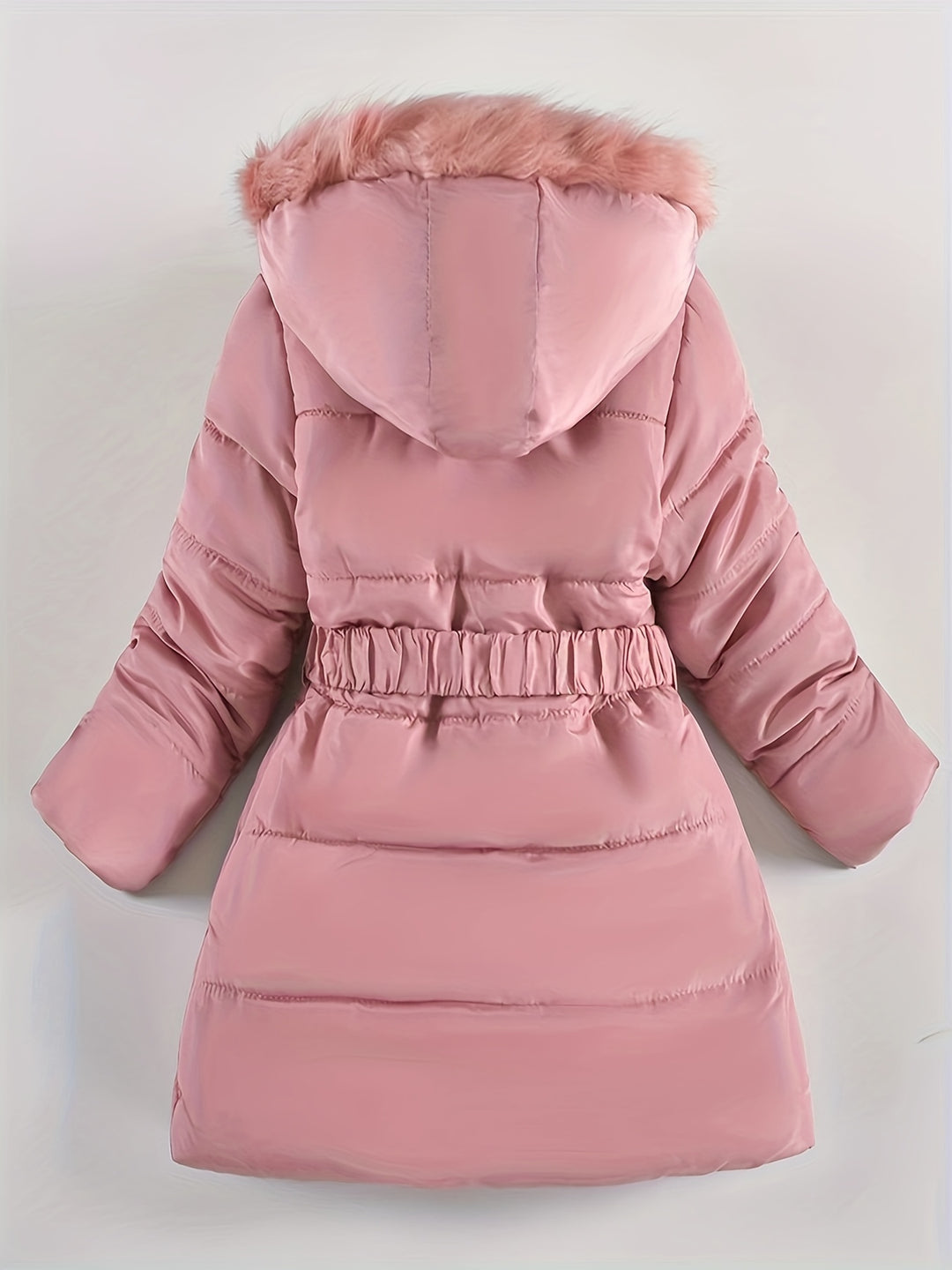 Gesteppte Winterjacke mit Kapuze und Gürtel für Damen
