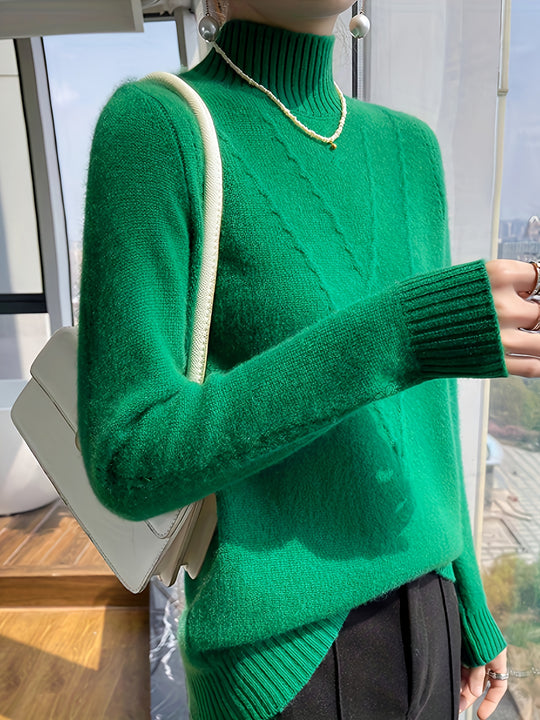 Strickpullover mit Stehkragen und Strukturmuster für Damen