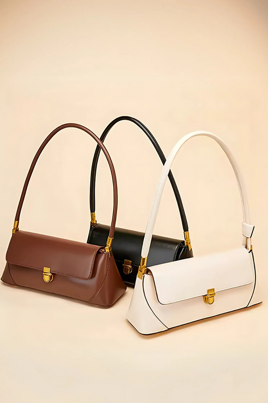 Celeste Ivory | Kompakte Handtasche aus veganem Ultrafiber mit goldenen Details für Damen