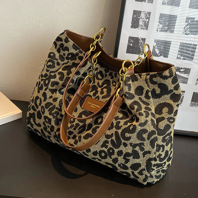 Trendige Leopard Canvas Tasche für Damen