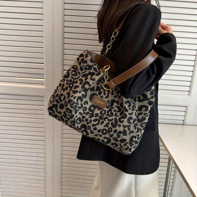 Trendige Leopard Canvas Tasche für Damen