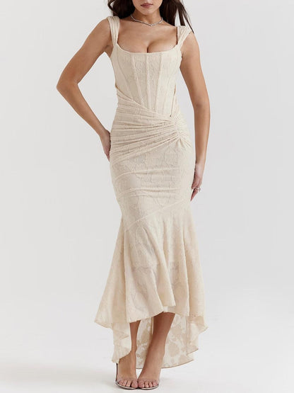 Blaues Bell Kleid mit Blumenmuster Maxi