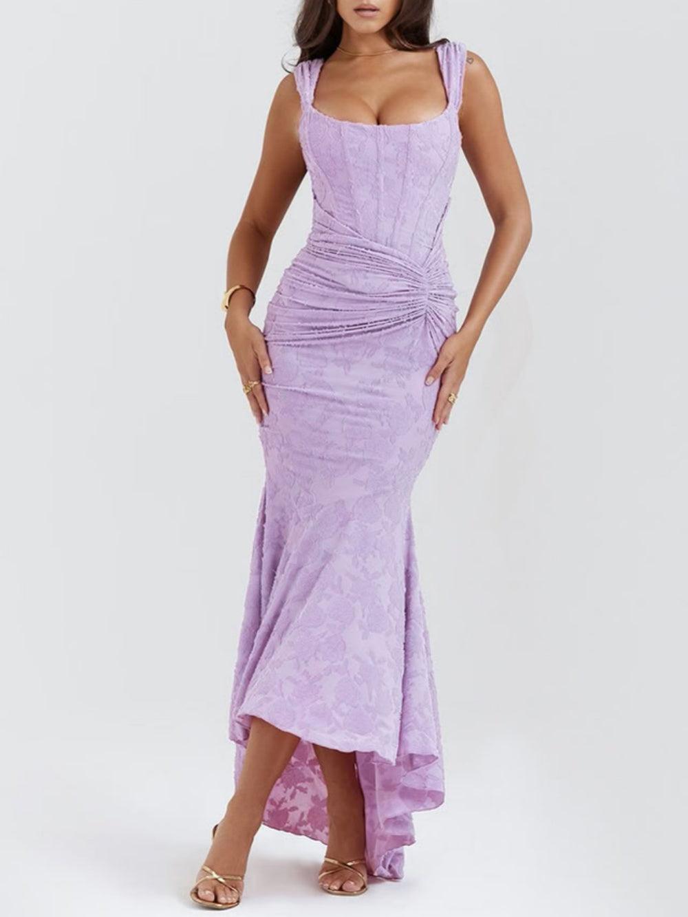 Blaues Bell Kleid mit Blumenmuster Maxi