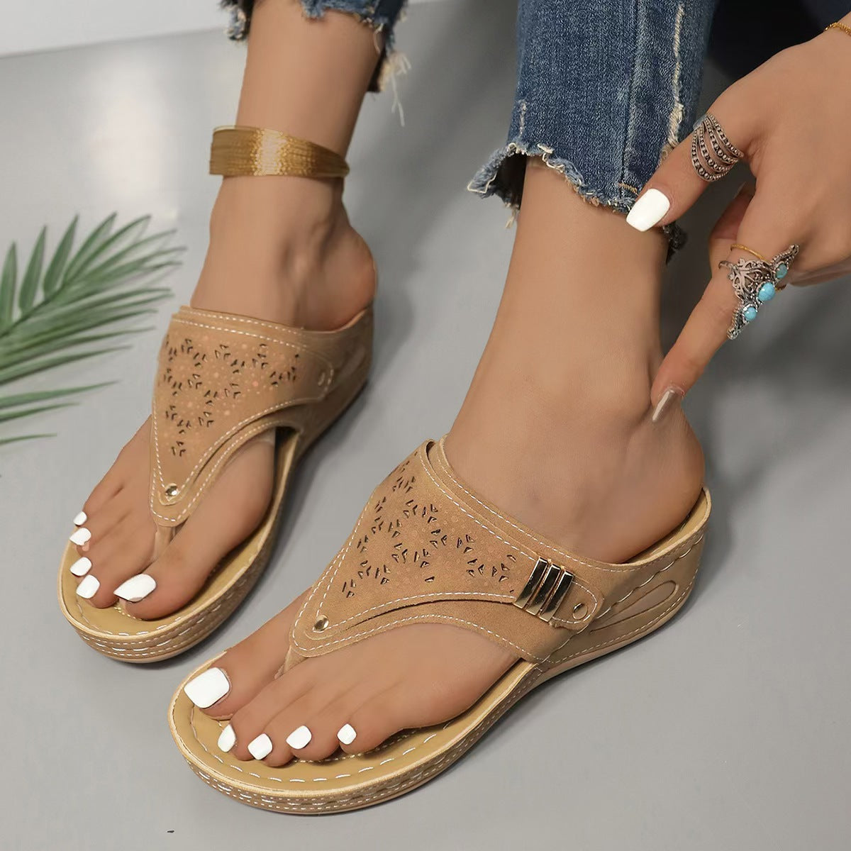 Damen Keilabsatz Sandalen Bequeme Sommerschuhe
