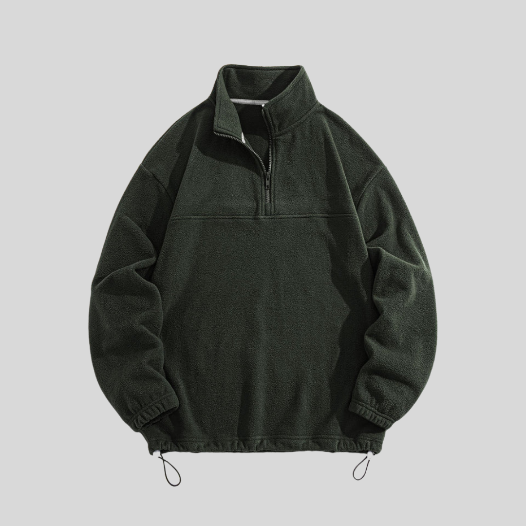 Herren Fleece Sweatshirt Mit Viertelreißverschluss