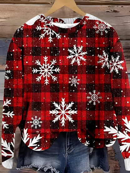 Warmer Damenpullover aus Wolle mit Print