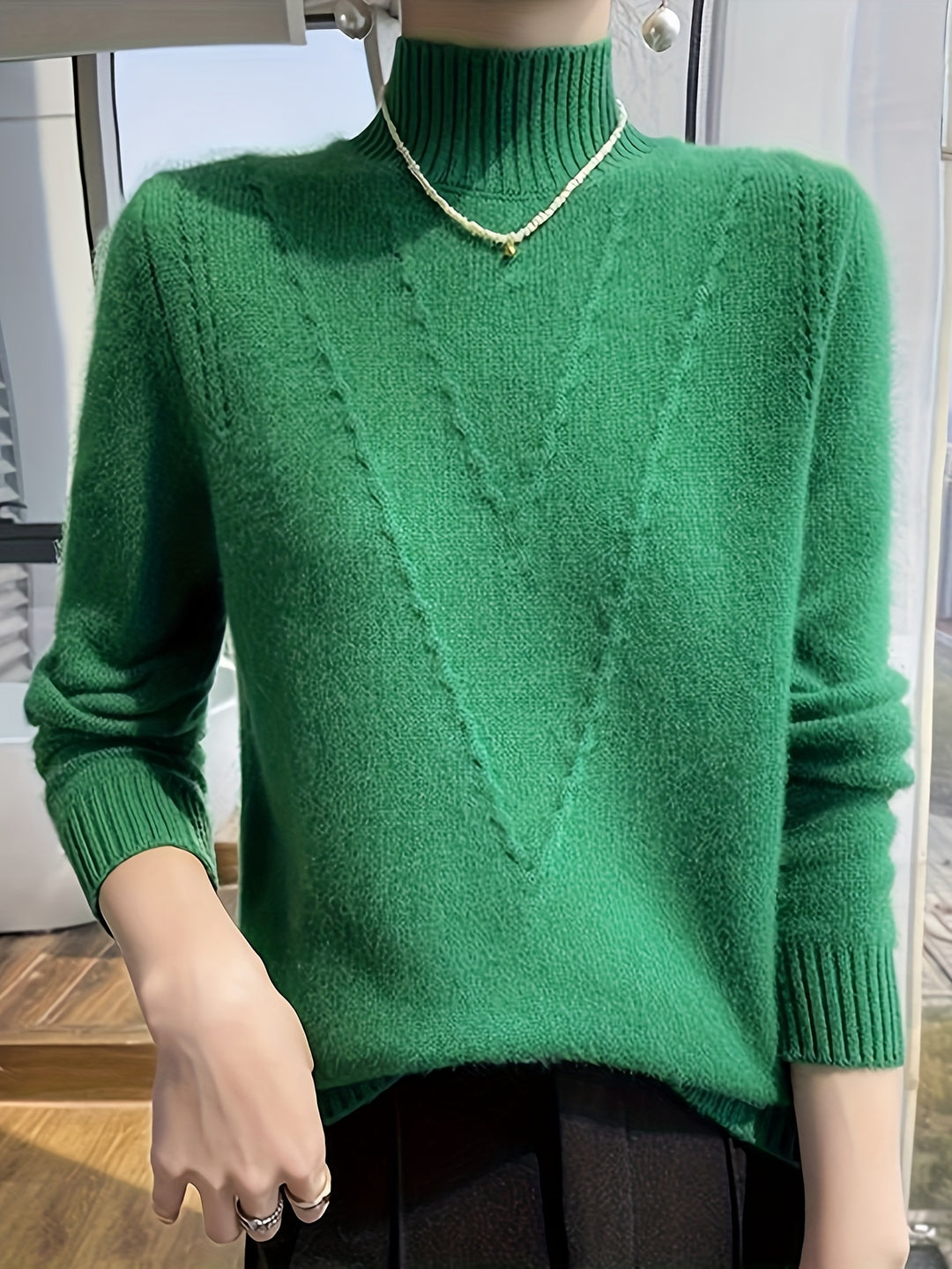 Strickpullover mit Stehkragen und Strukturmuster für Damen