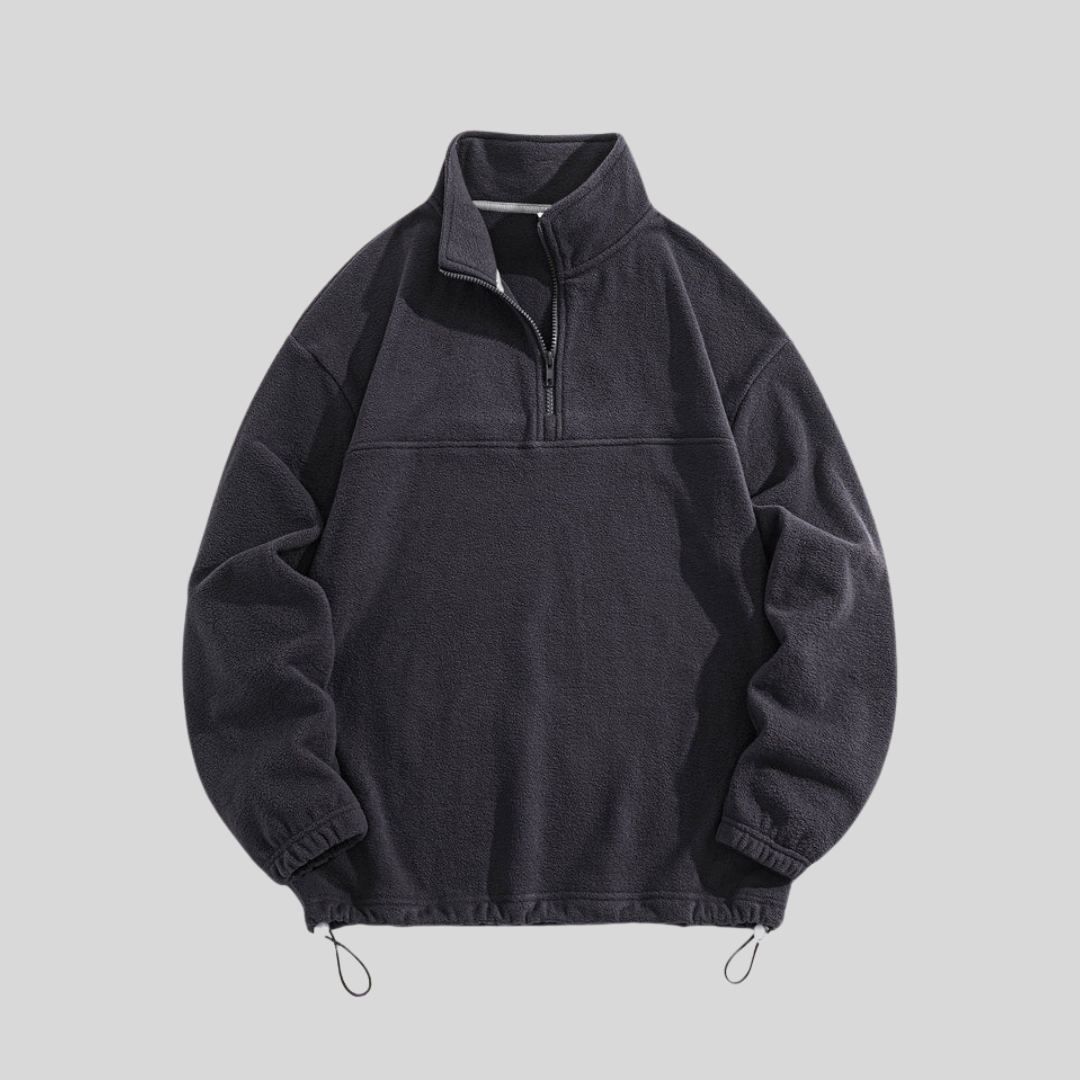 Herren Fleece Sweatshirt Mit Viertelreißverschluss
