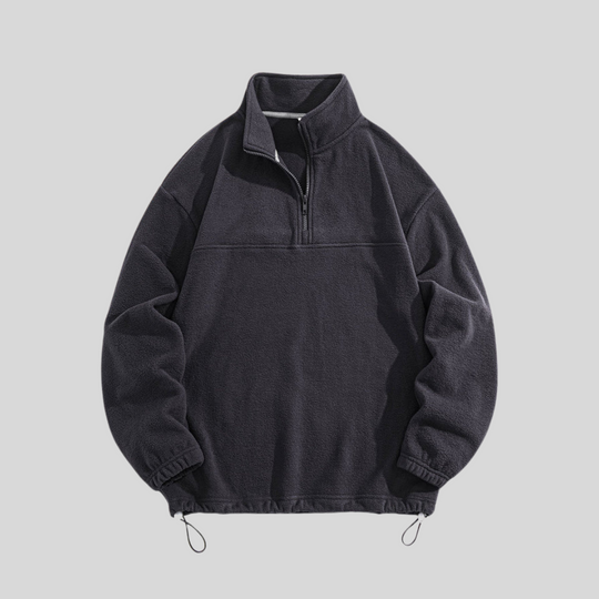 Herren Fleece Sweatshirt Mit Viertelreißverschluss
