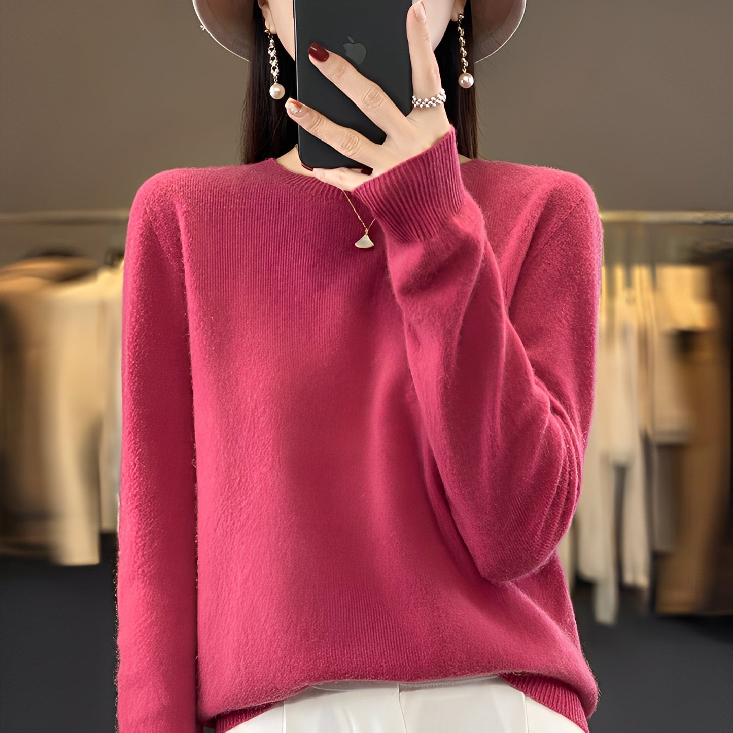 Eleganter Damenpullover aus Kaschmir, weicher Strickpullover
