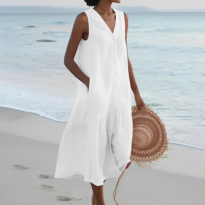 Einfaches Leinen-Sommerkleid für Damen