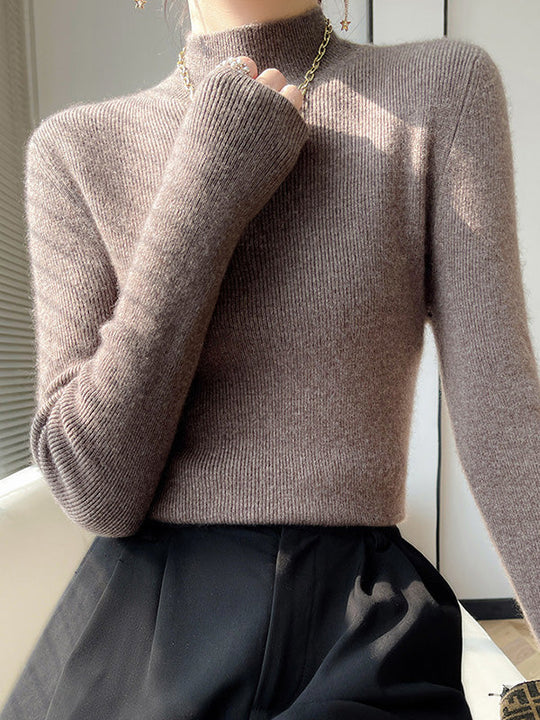 Damen Strickpullover Mit Halbhohem Kragen Und Schmalem Schnitt