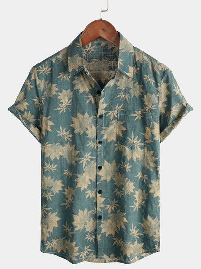 Herren Kurzarmhemd Mit Muster Multicolor