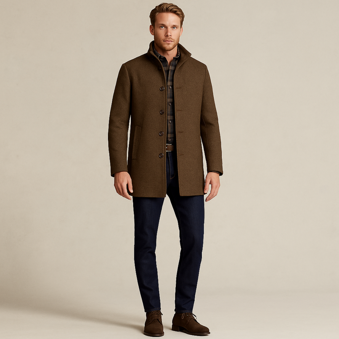 Herren Wollmantel Mit Klassischem Winter Design