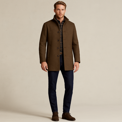 Herren Wollmantel Mit Klassischem Winter Design
