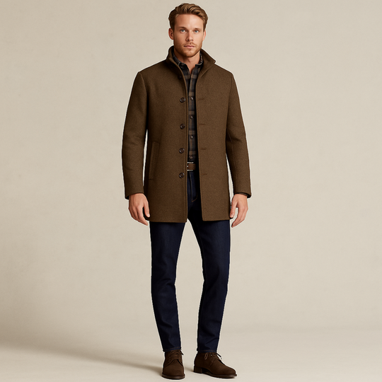 Herren Wollmantel Mit Klassischem Winter Design