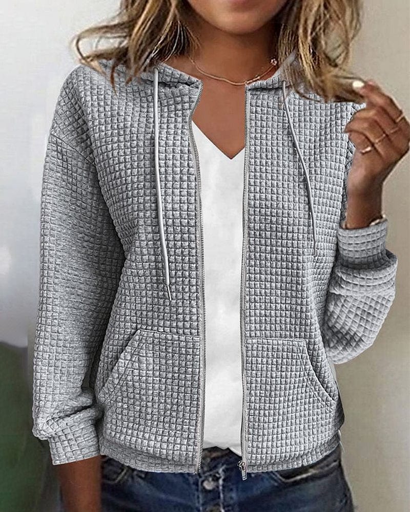 Damen Modische Kapuzenjacke Mit Taschen