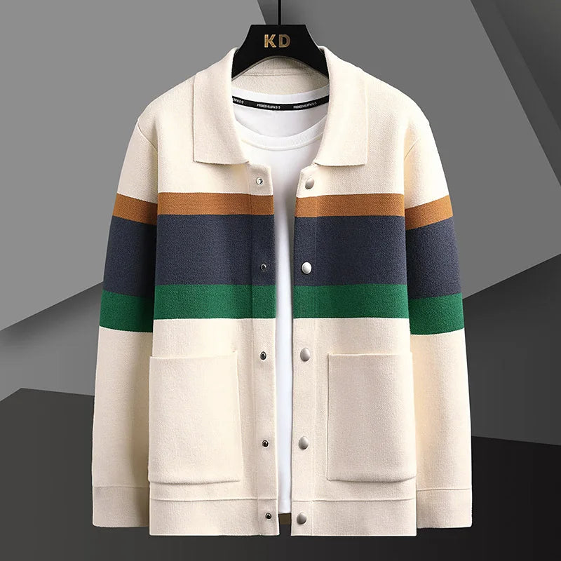 Gestreifte Strickjacke Im Varsity-Stil Für Herren