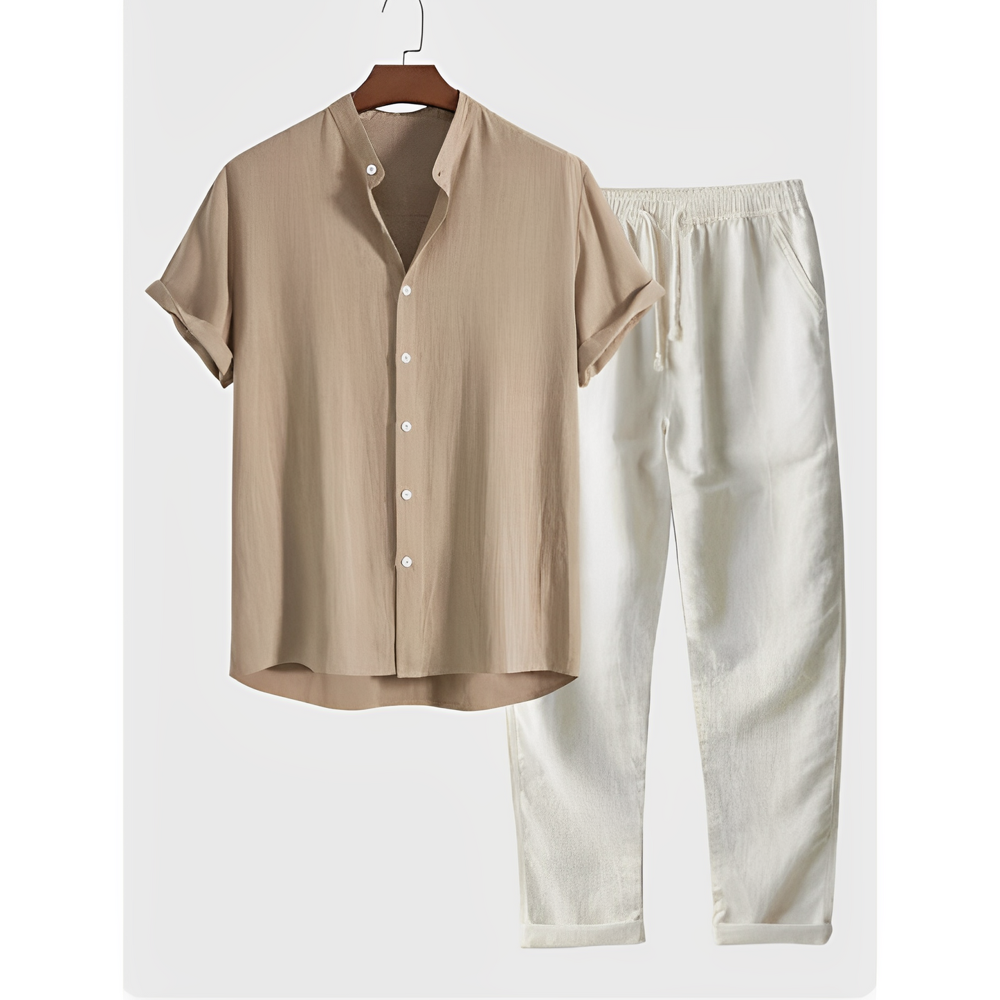 Herren Freizeit Leinen Hemd und Hose Set für den Sommer