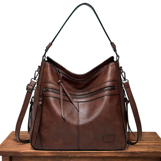 Geräumige Schultertasche mit Reißverschlussfächern für Damen