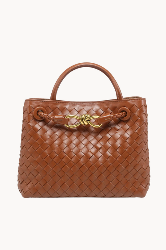 Livana Woven | Geflochtene Handtasche aus Kunstleder mit goldenen Details für Damen