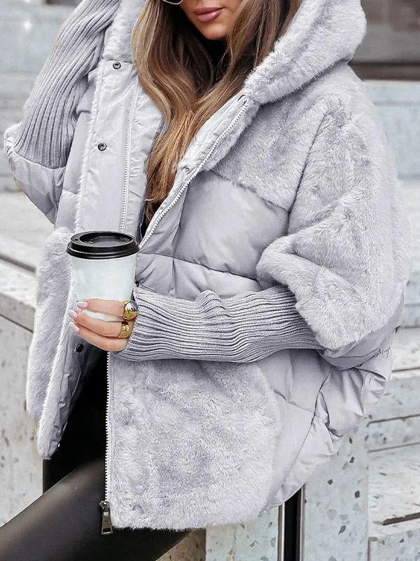 Damen Bomberjacke Mit Kapuze Und Mehrfarbigem Design