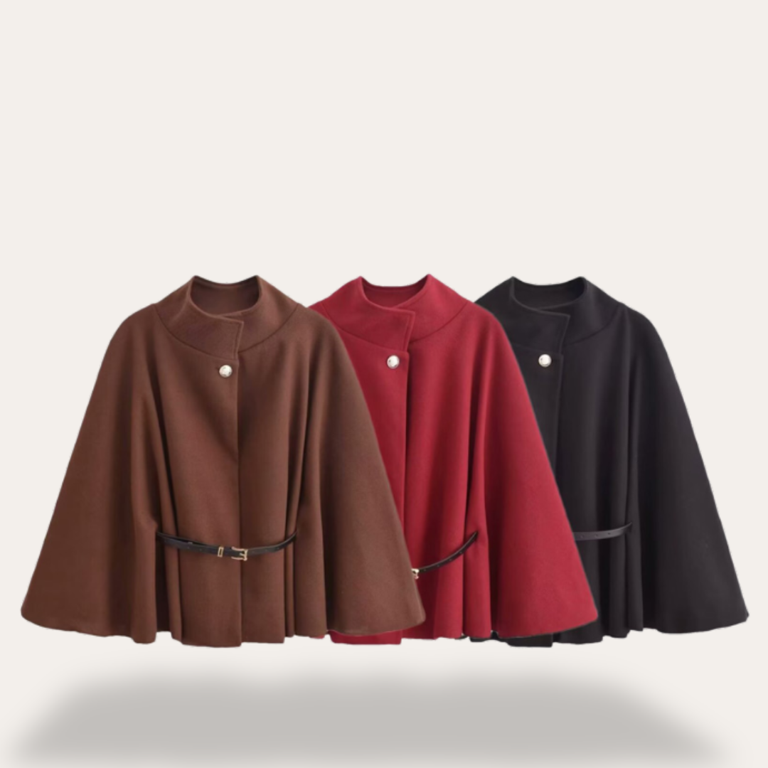 Damen Cape Mantel Aus Wolle Mit Klassischem Design