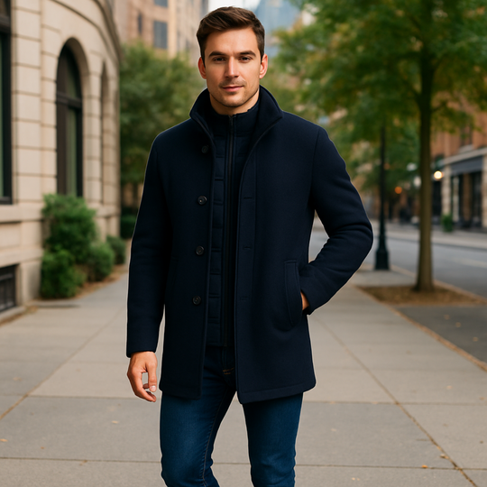Herren Wollmantel Mit Klassischem Winter Design