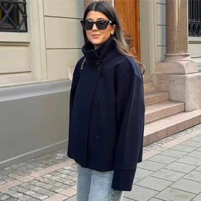 Damen Kurzmantel Mit Doppelreiher Design