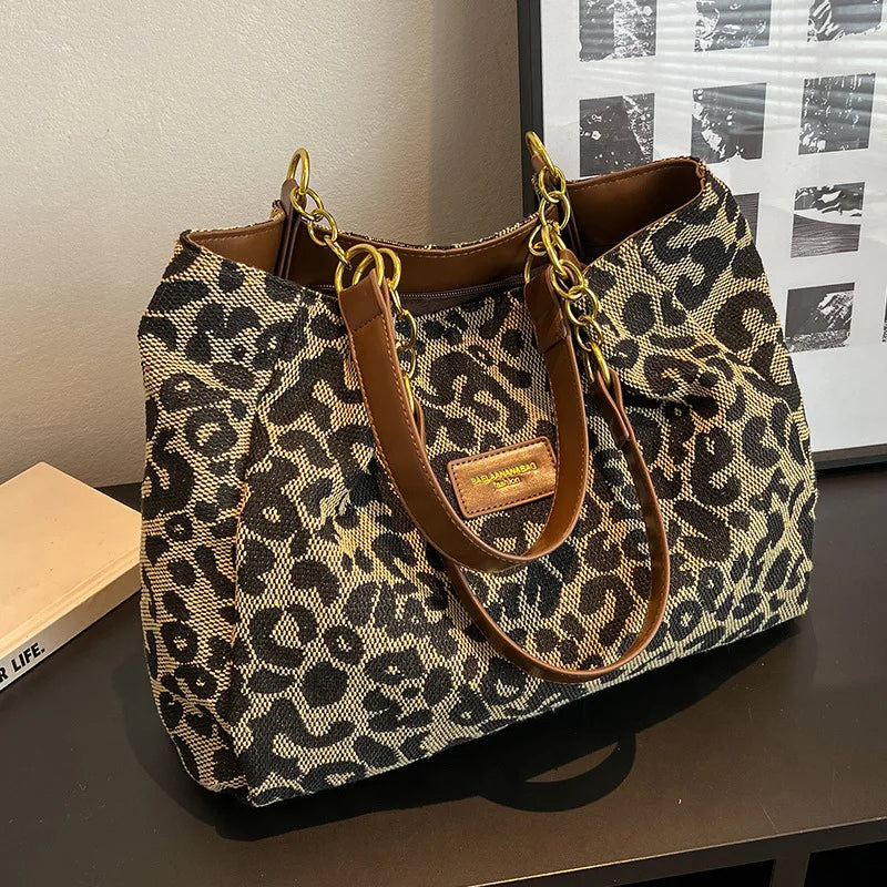 Trendige Leopard Canvas Tasche für Damen