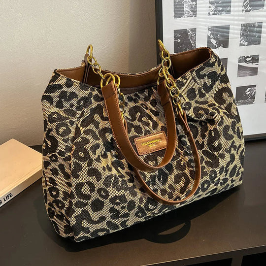 Trendige Leopard Canvas Tasche für Damen