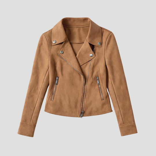 Damen Bikerjacke Aus Wildleder Mit Kurzem Schnitt