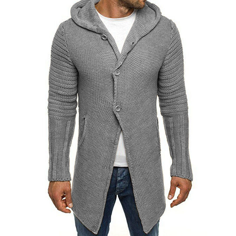 Herren Strickjacke Mit Kapuze Und Längerem Schnitt
