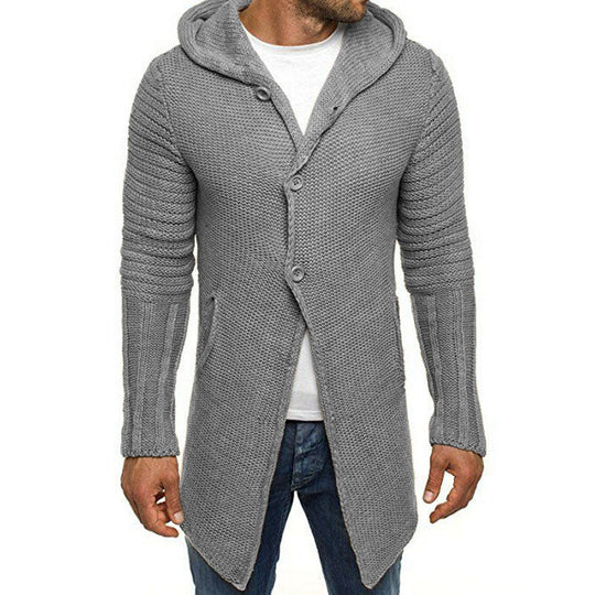 Herren Strickjacke Mit Kapuze Und Längerem Schnitt