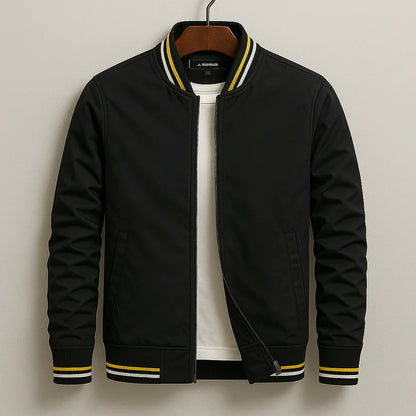 Herren Bikerjacke Mit Reißverschluss Und Rippkragen