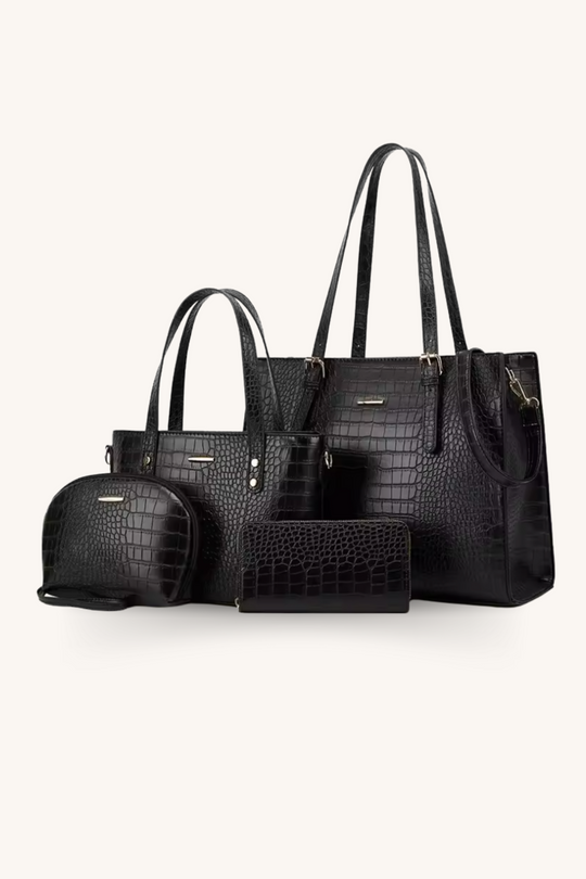 Das Monaco Set | 4-teiliges Handtaschen Set aus veganem Leder mit goldenen Details für Damen
