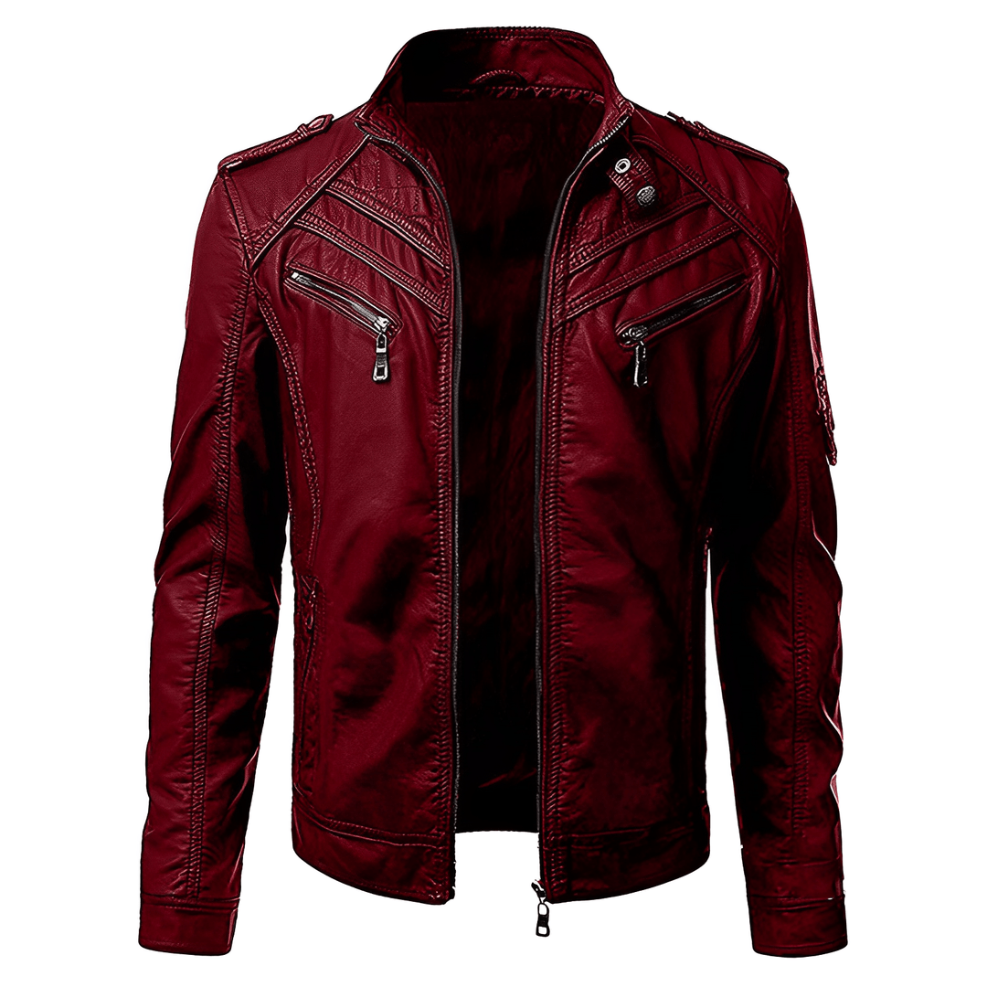 Herren Motorrad Lederjacke Mit Robustem Design