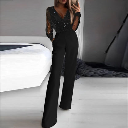 Eleganter Damen-Jumpsuit mit V-Ausschnitt