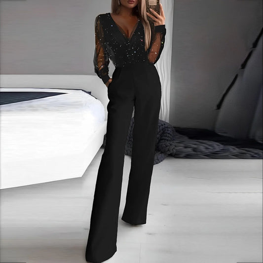 Eleganter Damen-Jumpsuit mit V-Ausschnitt