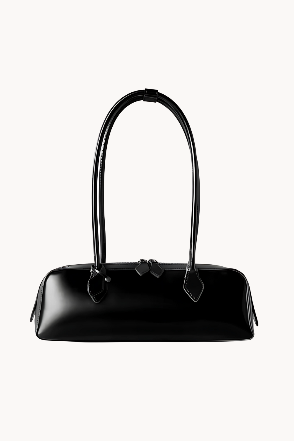 Ensara Noir | Schlanke Handtasche aus veganem Ultrafiber mit strukturiertem Design für Damen