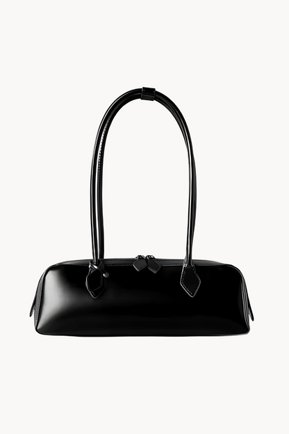 Ensara Noir | Schlanke Handtasche aus veganem Ultrafiber mit strukturiertem Design für Damen