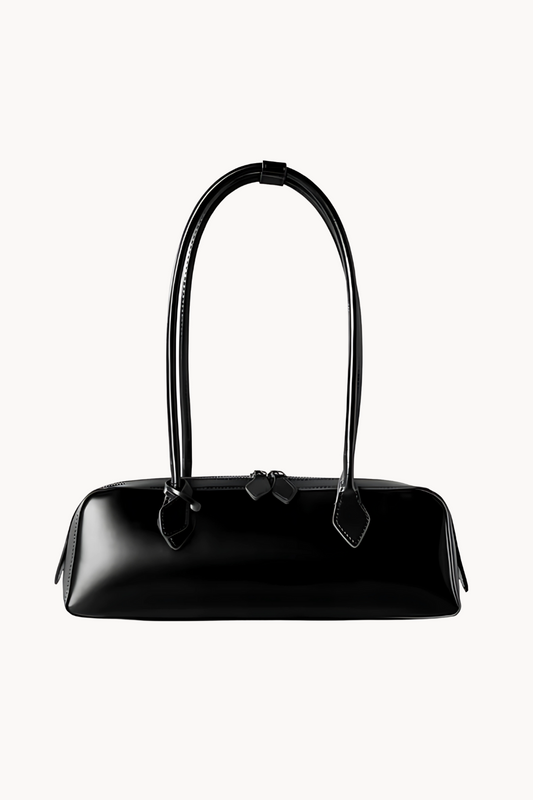 Ensara Noir | Schlanke Handtasche aus veganem Ultrafiber mit strukturiertem Design für Damen